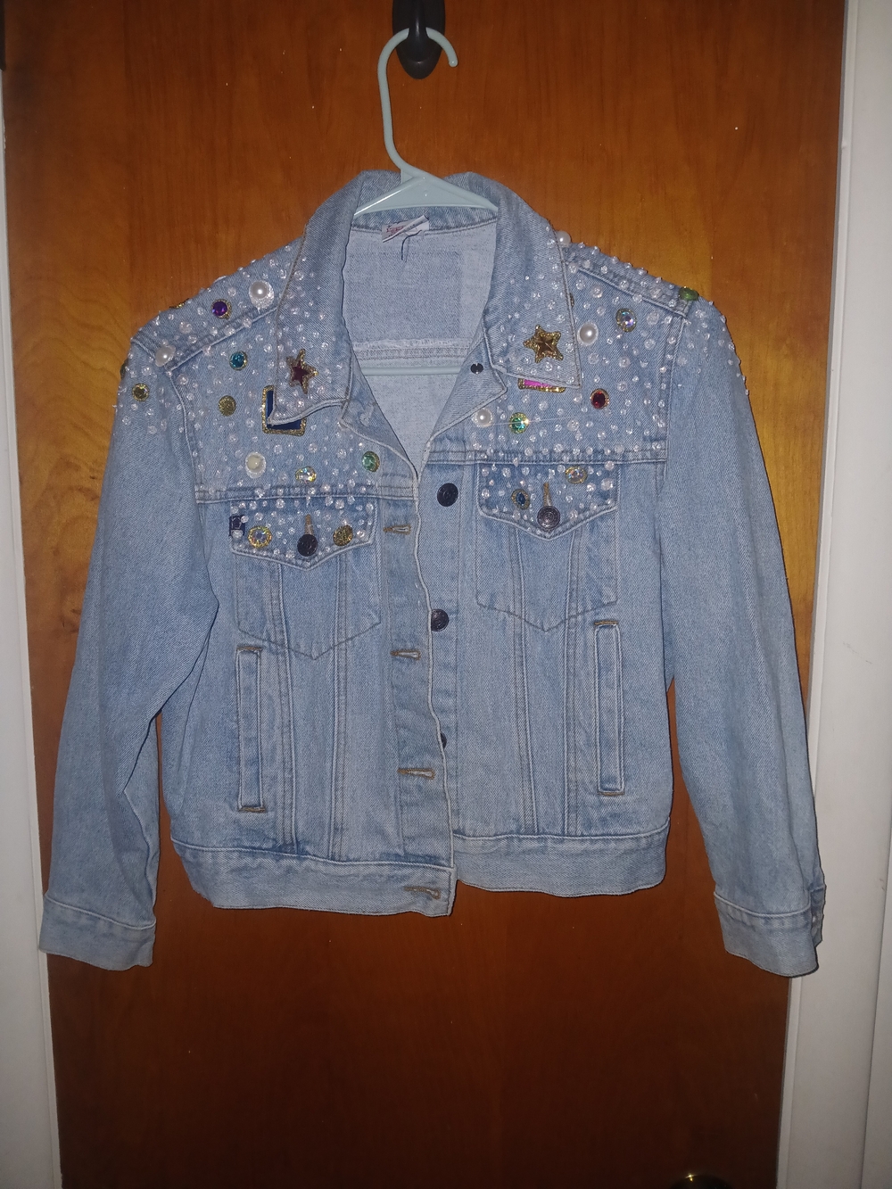 Vintage Laura Rogers Originals Handpainted Embellished Denim Jacket S
